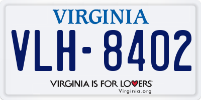 VA license plate VLH8402