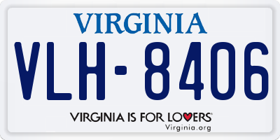 VA license plate VLH8406