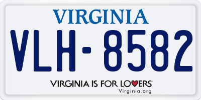 VA license plate VLH8582