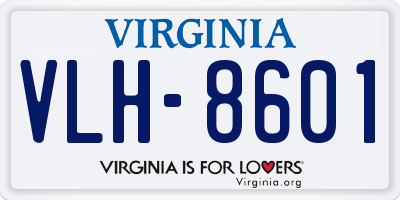 VA license plate VLH8601