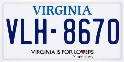 VA license plate VLH8670