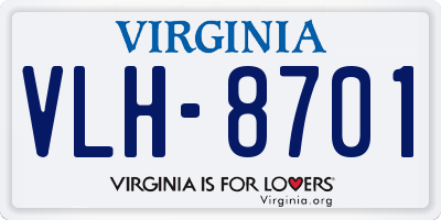 VA license plate VLH8701