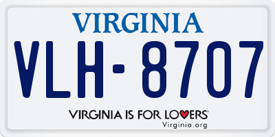VA license plate VLH8707