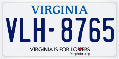 VA license plate VLH8765