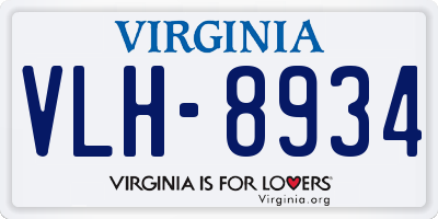 VA license plate VLH8934