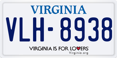 VA license plate VLH8938