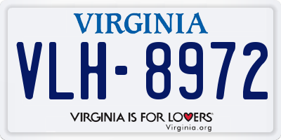 VA license plate VLH8972