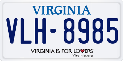 VA license plate VLH8985