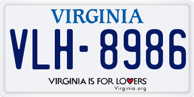 VA license plate VLH8986