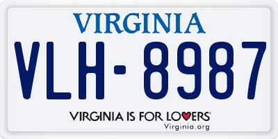 VA license plate VLH8987