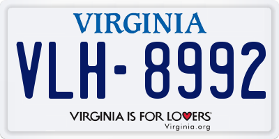 VA license plate VLH8992