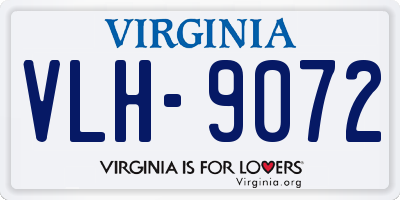 VA license plate VLH9072