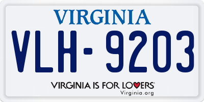 VA license plate VLH9203