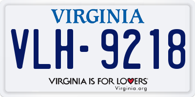 VA license plate VLH9218