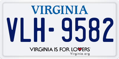 VA license plate VLH9582