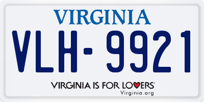 VA license plate VLH9921