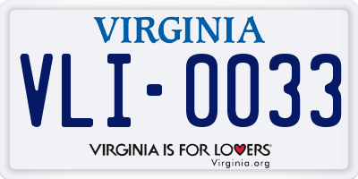 VA license plate VLI0033