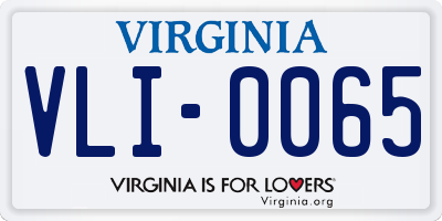 VA license plate VLI0065