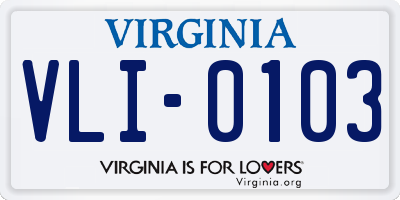 VA license plate VLI0103