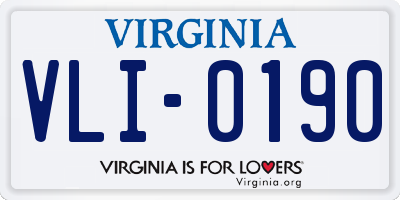 VA license plate VLI0190