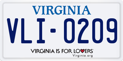 VA license plate VLI0209