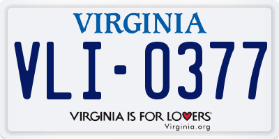 VA license plate VLI0377