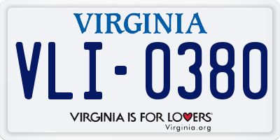 VA license plate VLI0380