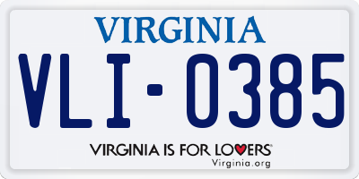 VA license plate VLI0385