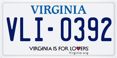VA license plate VLI0392