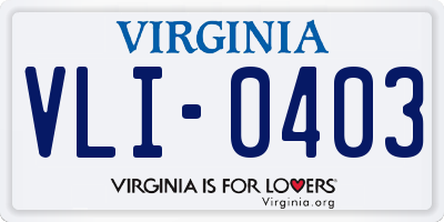 VA license plate VLI0403