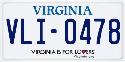 VA license plate VLI0478