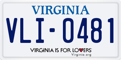VA license plate VLI0481