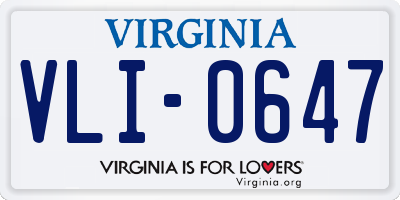 VA license plate VLI0647