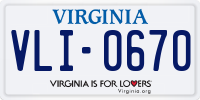 VA license plate VLI0670