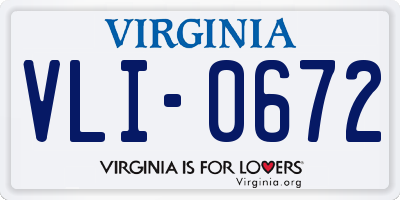 VA license plate VLI0672