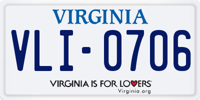 VA license plate VLI0706