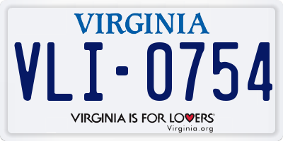 VA license plate VLI0754