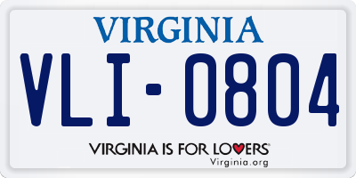 VA license plate VLI0804