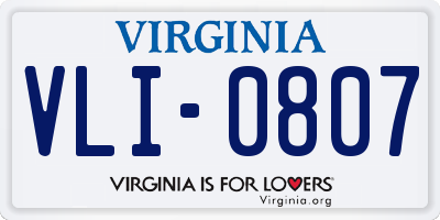 VA license plate VLI0807