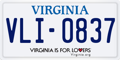 VA license plate VLI0837