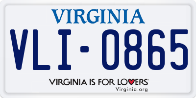 VA license plate VLI0865