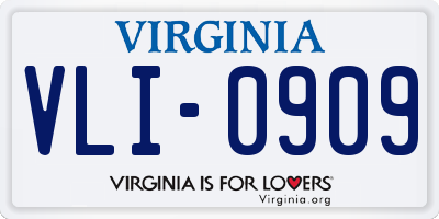 VA license plate VLI0909