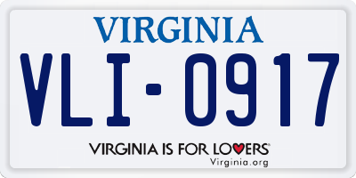 VA license plate VLI0917