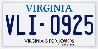 VA license plate VLI0925