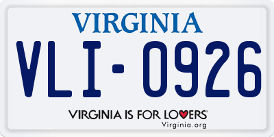 VA license plate VLI0926
