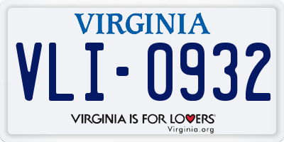 VA license plate VLI0932