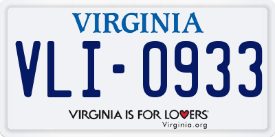 VA license plate VLI0933