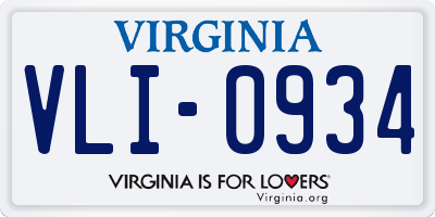 VA license plate VLI0934