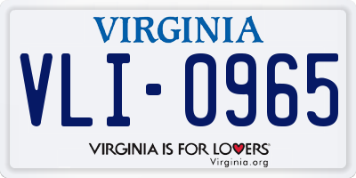 VA license plate VLI0965