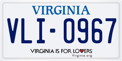 VA license plate VLI0967